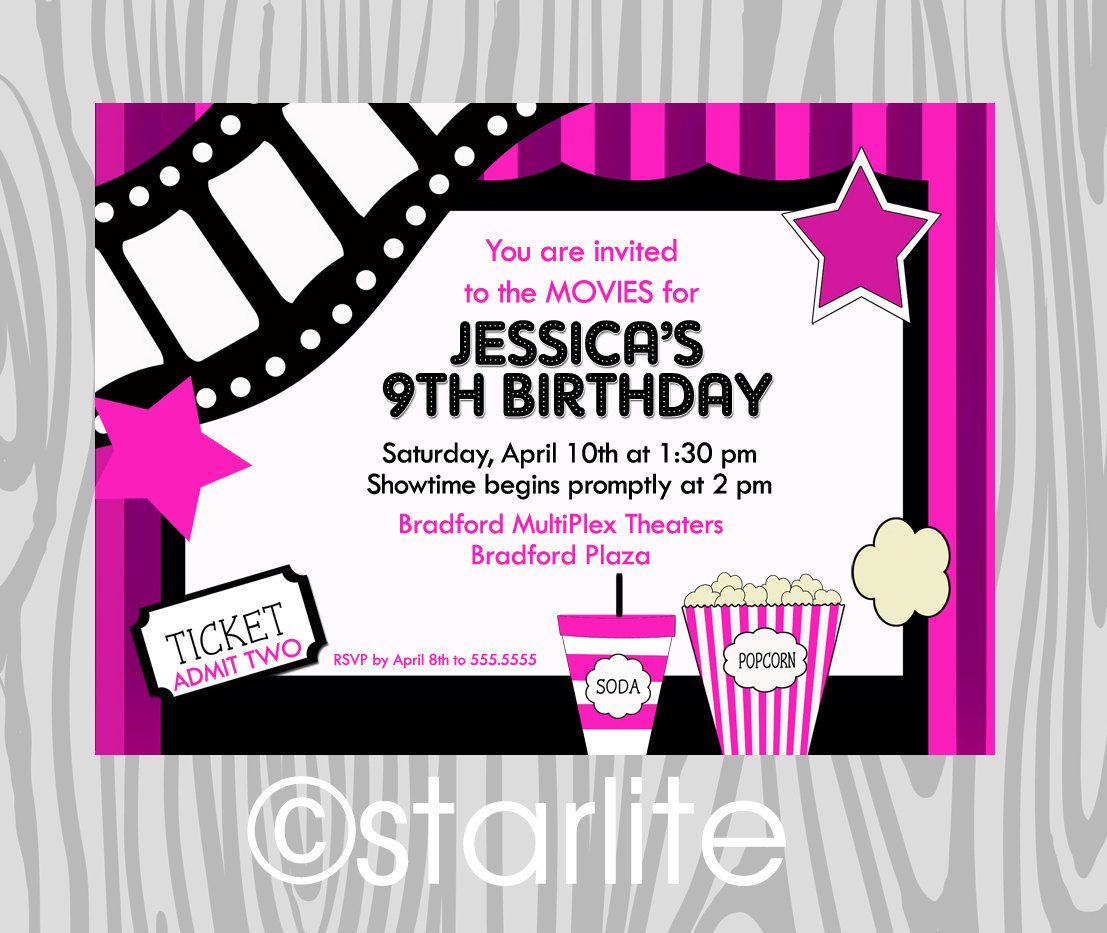 movie themed birthday party invitations rome fontanacountryinn com movie themed invites