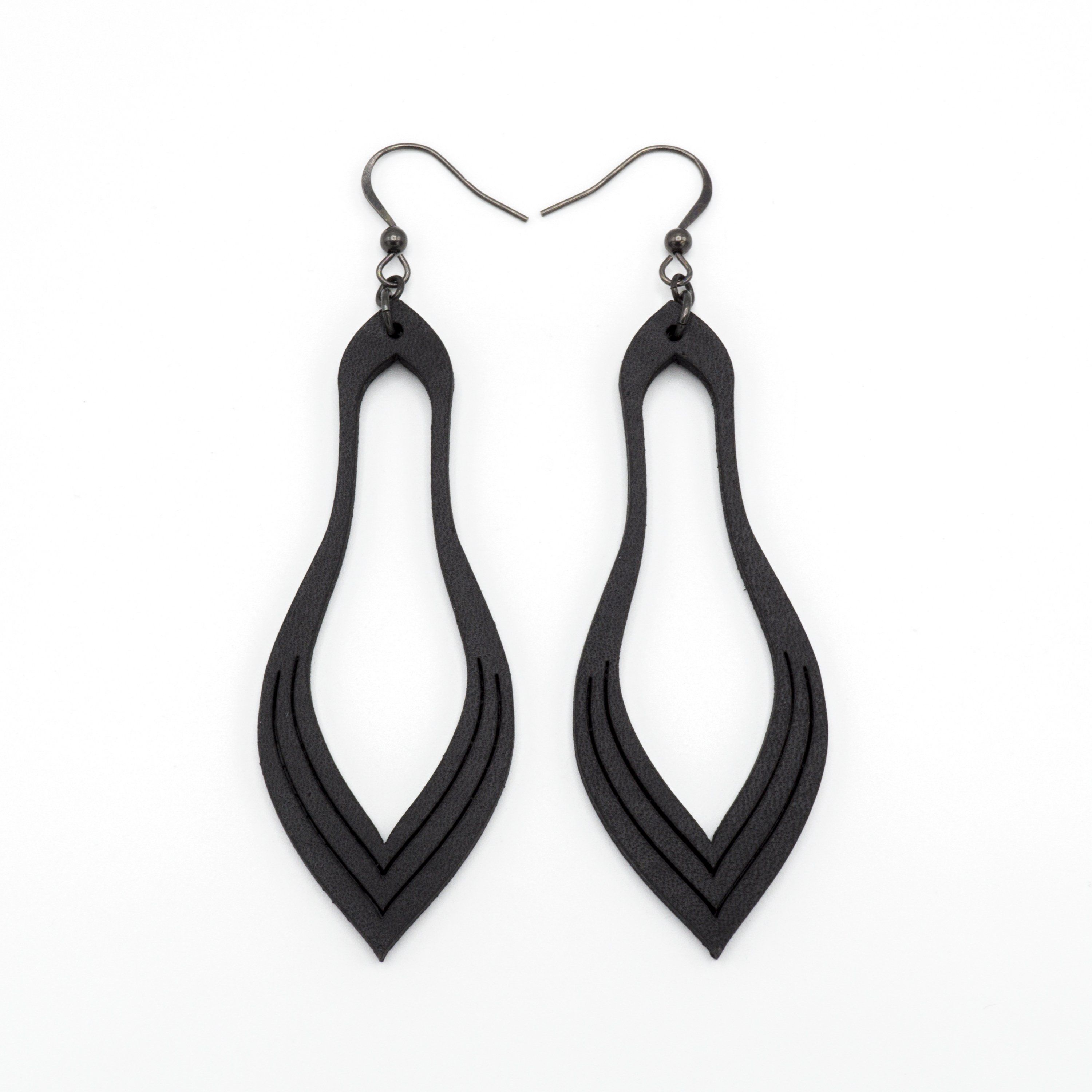 Terrabyte Earrings 02 2 BlackLaser Cut Veg tanned Leather That I Dye Terrabyte Earrings 02 2 BlackLaser Cut Veg tanned Leather That I Dye