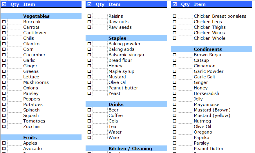 grocery list template microsoft excel templates cleaning