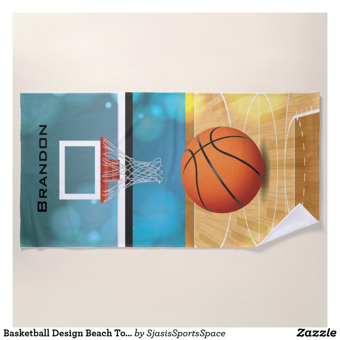 Basketball Design Beach Towel In 2018 Personalized Towels Basketball Design Beach Towel Perfect For A Lover Their Name Is At The Top Hoop And Then Basket Ball On