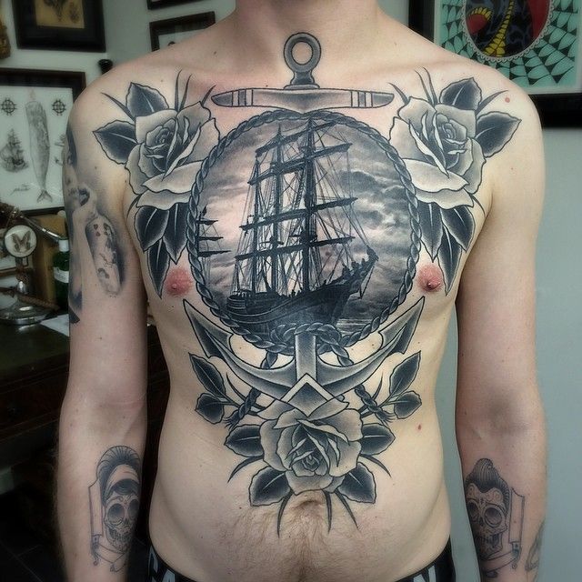 Pirate Chest Piece Neck Tattoos Women Beautiful Tattoos Ink Tattoo