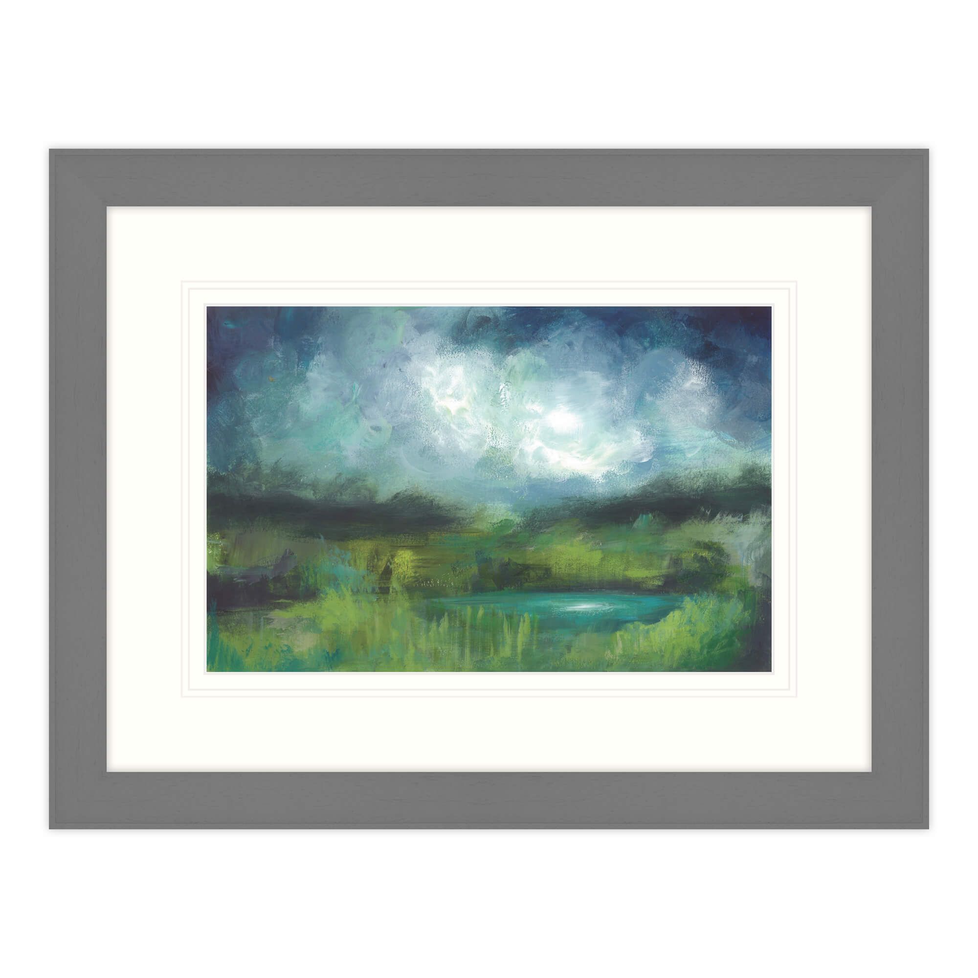 This Green and Pleasant Land Art Print - Framed in Grey Wood