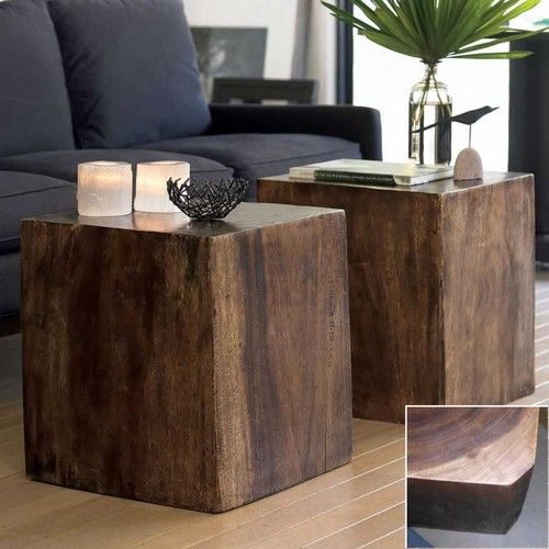 Convertible Wood Cube Contemporary Side Tables And End By Vivaterra Refurbished Table Coffee Side Tables And End, Reclaimed Wood Cube Coffee Table