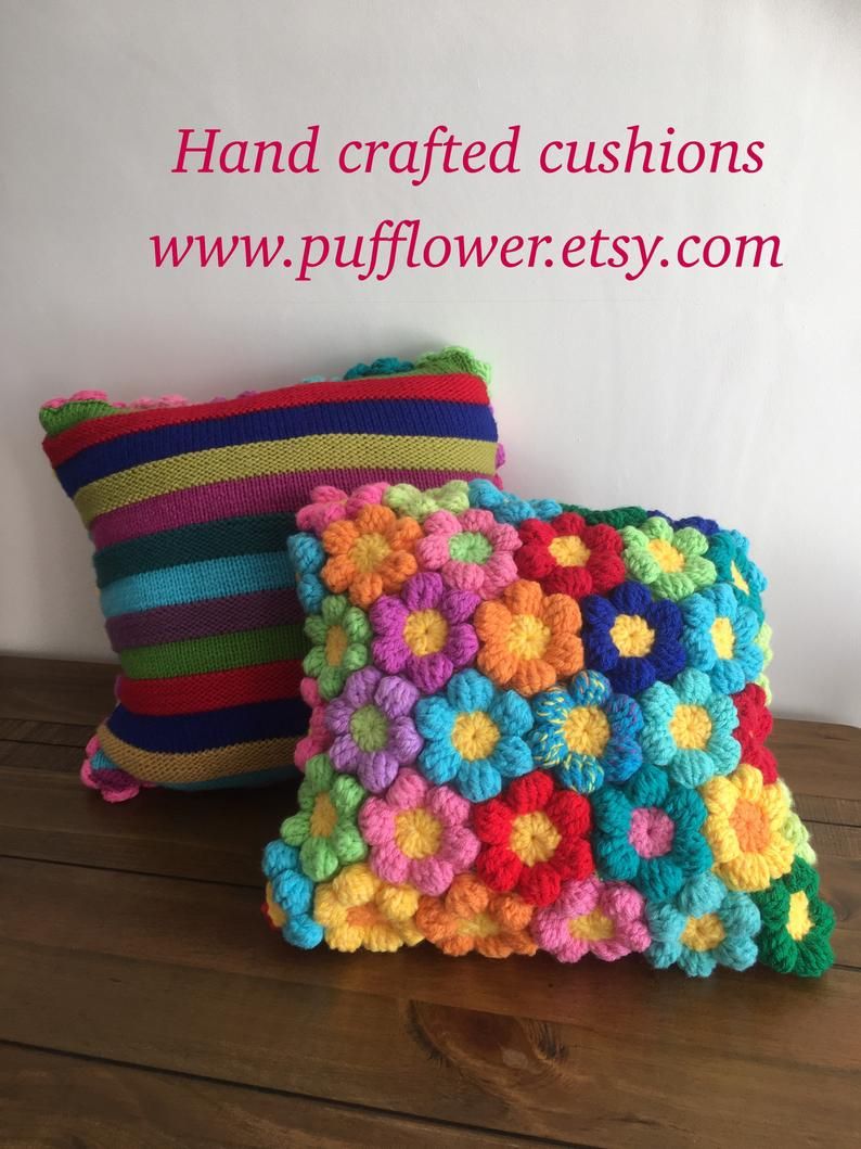 Haak bloem Kussen bank kussen wol kussen boho kussen | Etsy Couch Pillows, Boho Pillows, Throw Pillows, Rainbow Flowers, Rainbow Colors, Daisy, Pillow Projects, Crochet Cushions, Flower Pillow