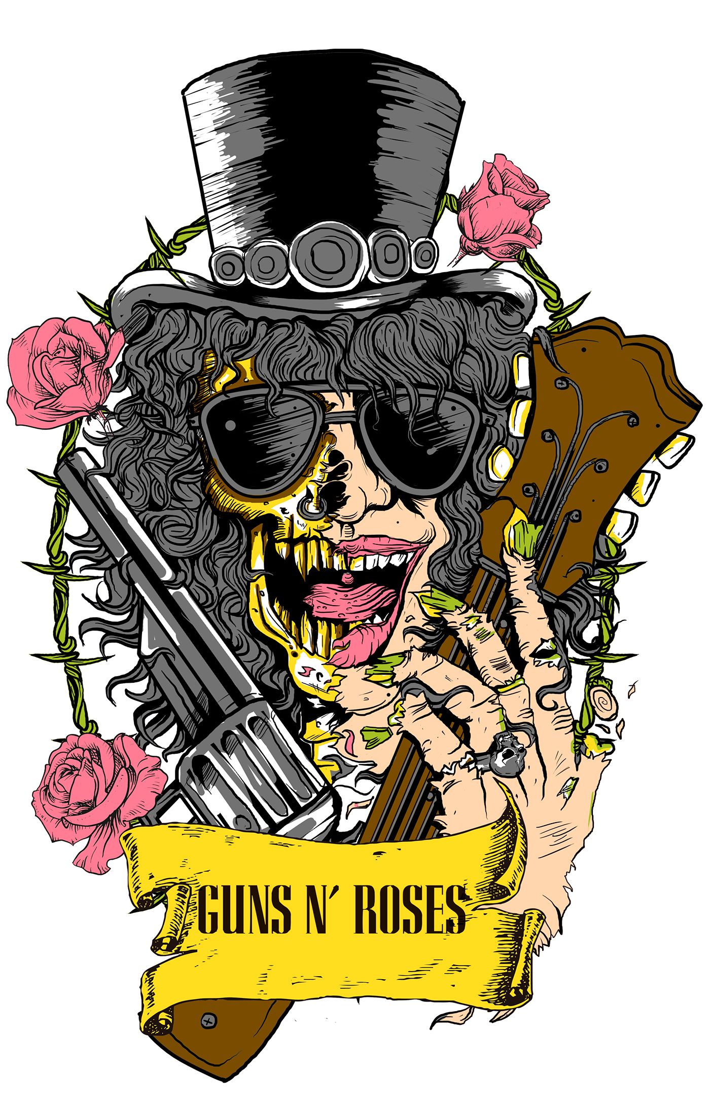 SLASH - T-Shirt on Behance Guns N Roses, Rock Band Posters, Roses ...