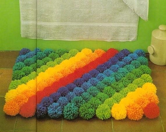 Mini Pom Pom Rug Mat Etsy Diy Pom Pom Rug Pom Pom Rug Pom Pom Crafts