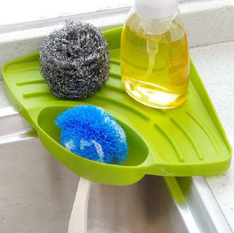 Kitchen Sink Corner Storage Rack Sponge Holder Wall Mounted Sink Organizer Bathroom Soap Dish Holder Kitchen Sink Organization Sink Organizer Sink Dish Drain