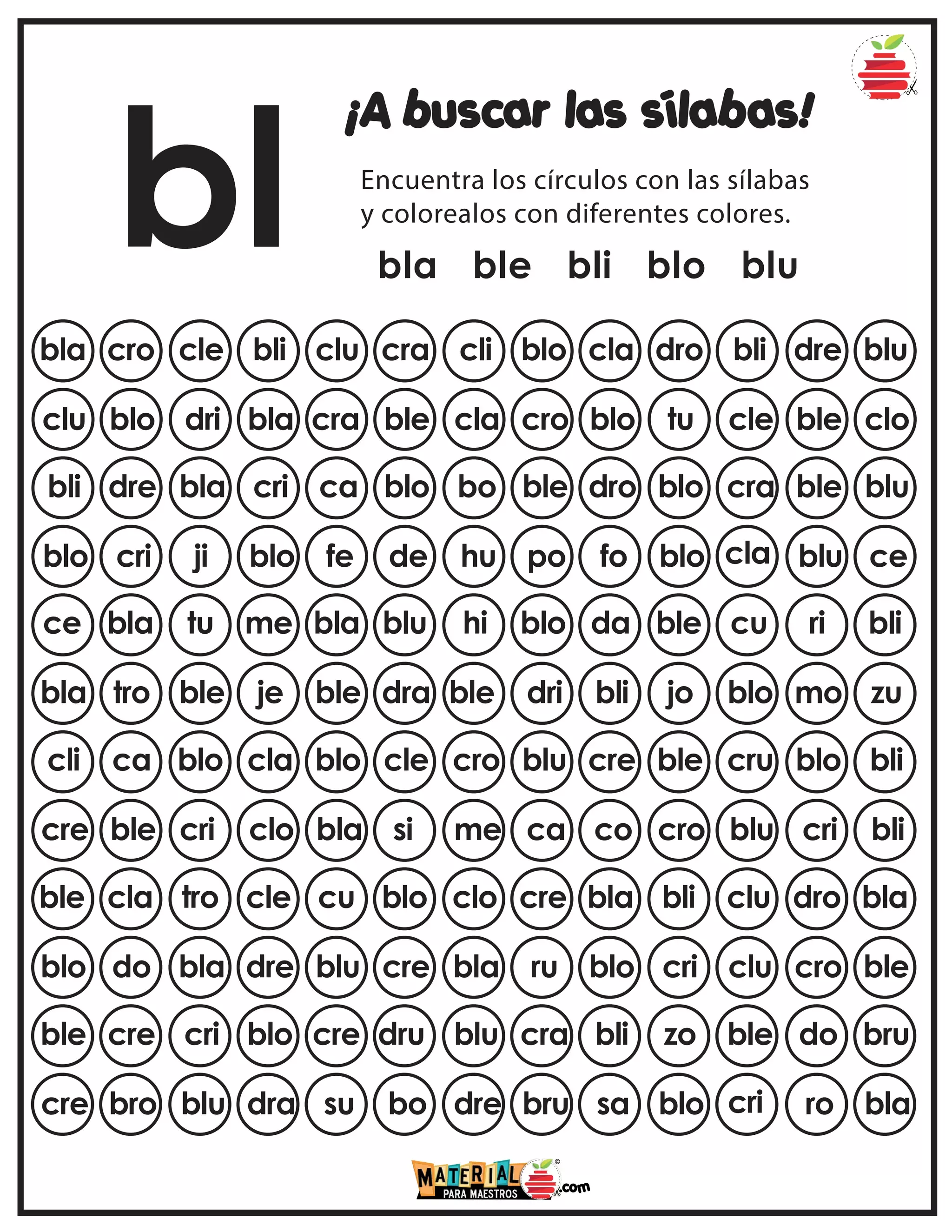 Ejercicio de sopa de letras gla gle gli glo glu – Artofit