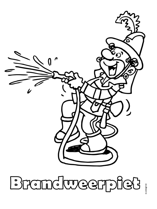 Kleurplaat Brandweerpiet zwarte piet Kleurplaten.nl 