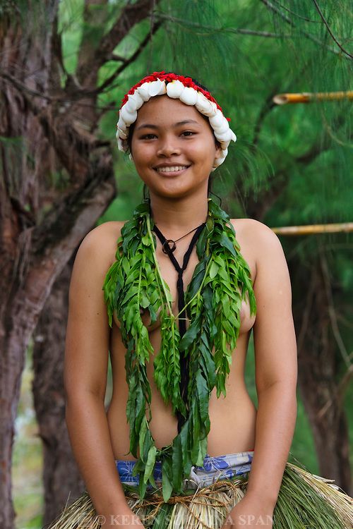 Yapese Girl In Traditional Clothing Yap Island Federated States Of