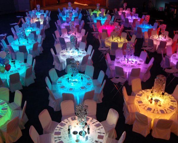 lighted tables for reception | Glow party, Neon party, Sweet sixteen