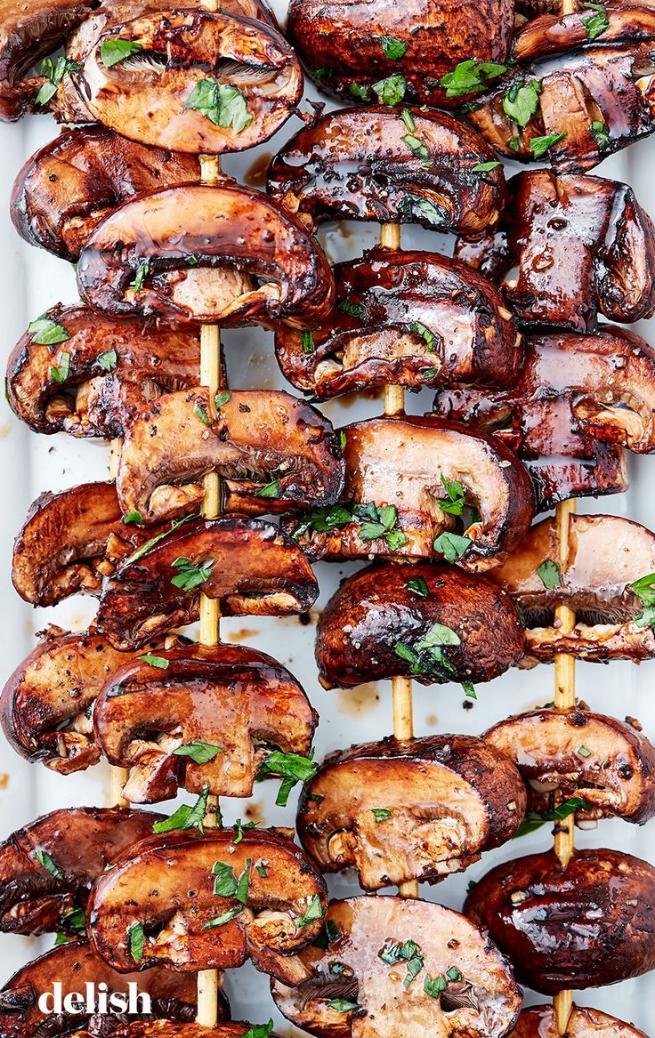 These will make you look at mushrooms in a whole new light. Get the recipe from Delish.com. #balsamic #grilled #mushrooms #recipe #easy #best #vegetables #healthy #skewers Healthy Recipes, Veggie Recipes, Vegetarian Recipes, Cooking Recipes, Chicken Recipes, Cooking Icon, Cooking Games, Salmon Recipes, Cheap Recipes