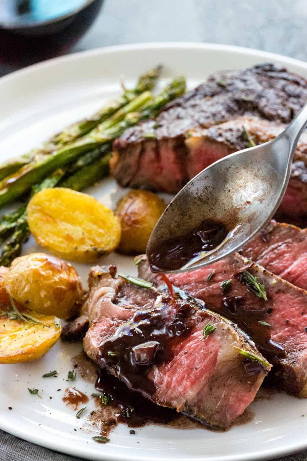 Ribeye Steaks with Red Wine Reduction Sauce Jessica