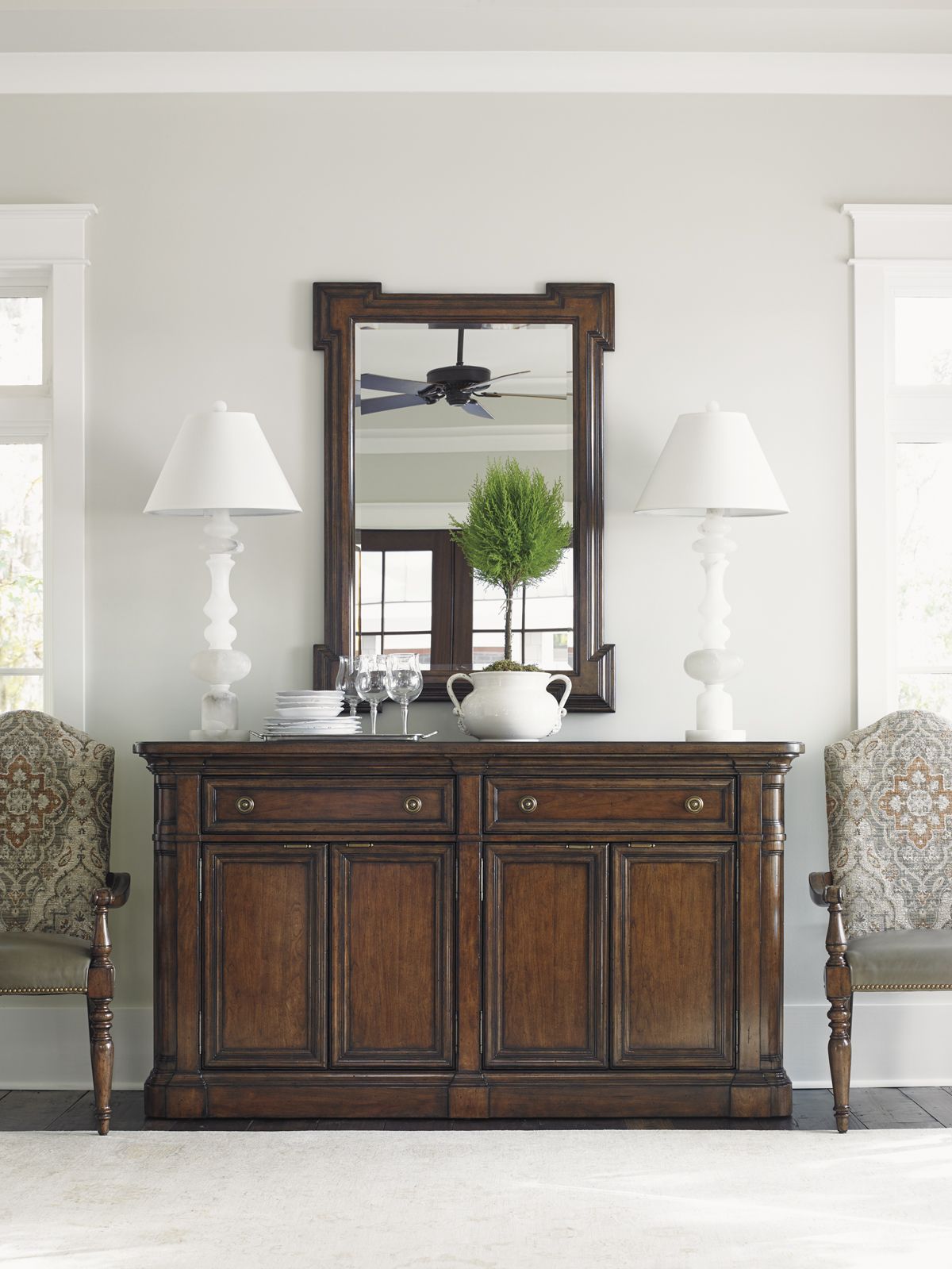 Coventry Hills Hampton Buffet And Carved Cherry Mirror Lexington Coventry Hills Hampton Buffet And Carved Cherry Mirror Lexington Home Brands Furniture Dining Storage Traditional