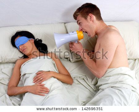 Stock Photo Funny Couple In Bed Waking Up In The Morning Using