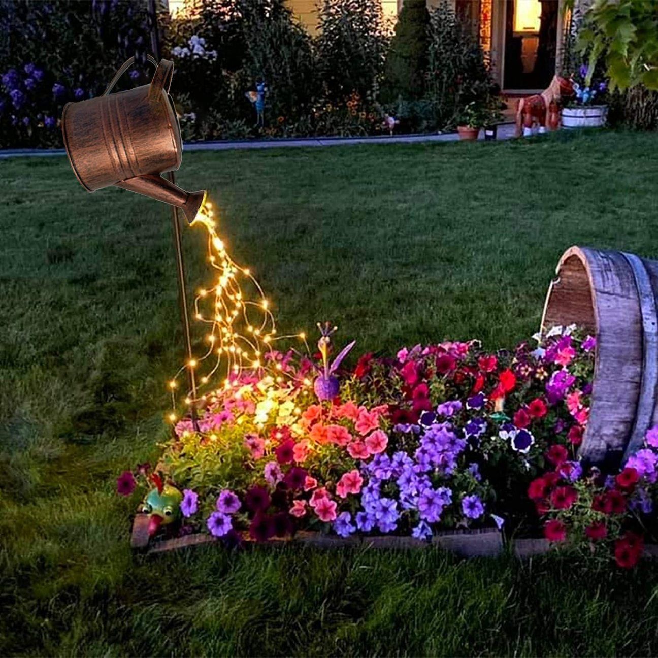 LED Copper Wire Firework Light Watering Can with Light