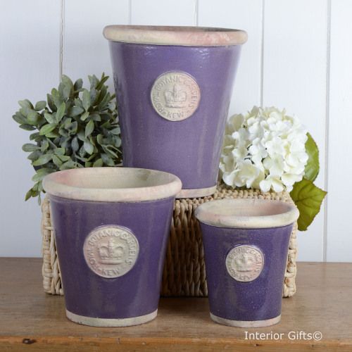 Kew Garden Long Tom Large Plant Pot Purple Heather Royal Botanic Gardens Planters For Flowers Plants Pots Botanical Kew Garden Long Tom Large Plant Pot, Purple Ceramic Garden Pots