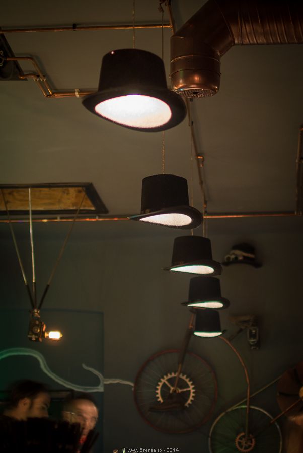 Steampunk Joben Bistro Pub Inspired By Jules Verne S Fictional Hats Off To The Top Hat Light Fixtures