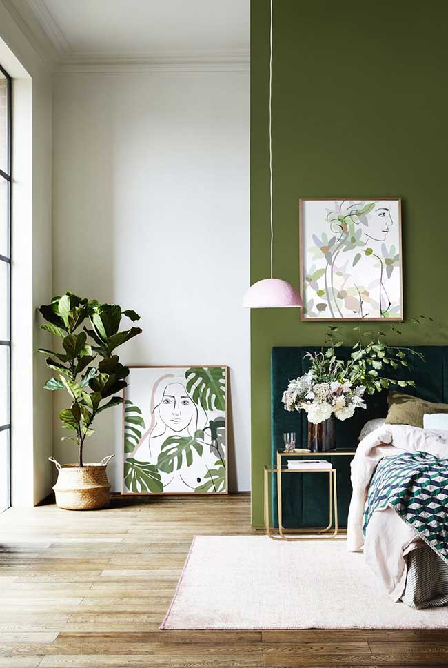 Papel De Parede Verde Oliva Parede Verde: Diferentes Tons da Cor Para Decoração Interna | Farmhouse