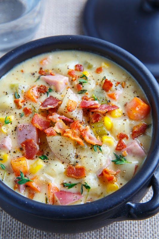 Ham and Potato Corn Chowder Ham And Potato Soup, Potato Chowder, Corn Chowder Recipe, Chowder Recipes, Potato Corn Chowder Soup, Fall Soup Recipes, Stew Recipes, Dinner Recipes, Cooking Recipes