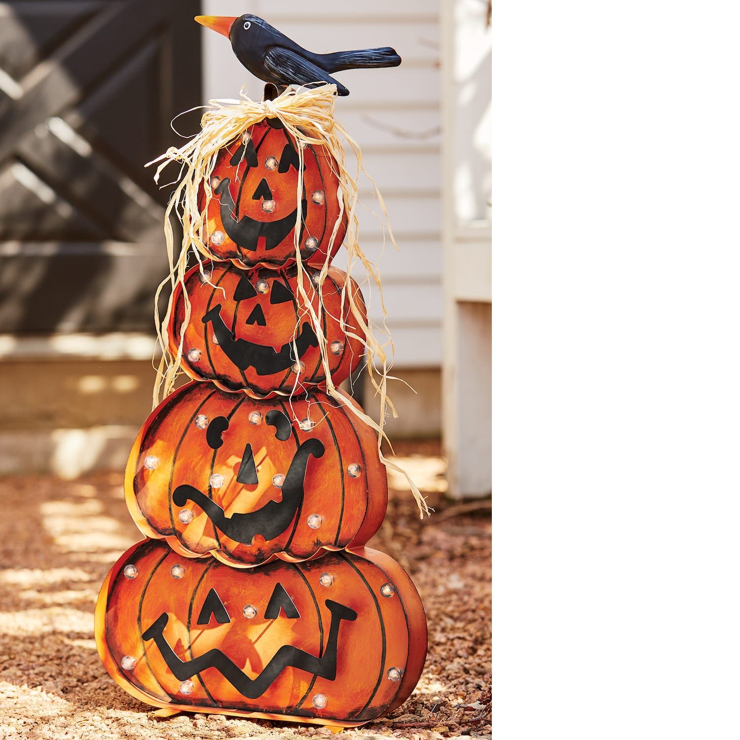 LED Stacked Pumpkin | Montgomery Ward | Halloween diy crafts, Stacked
