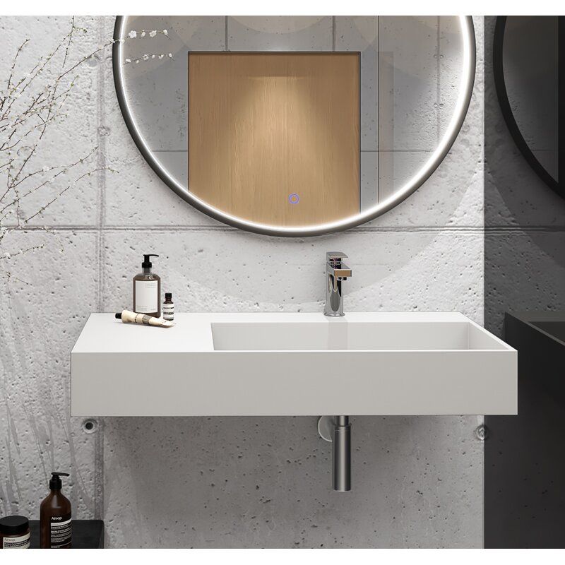 Boyter Stone Rectangular Wall Mount Bathroom Sink Wall Mounted Bathroom Sinks Accessible Bathroom Design Bathroom Sink
