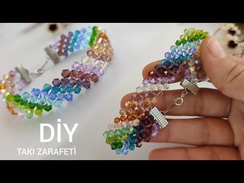 Kristal boncuklu gökkuşağı bileklik yapımı// DİY Colorful Rainbow Bracelet Tutorial .Beaded bracelet - YouTube Jewelry Making Tutorials, Beading Tutorials, Swarovski, Bracelet Tutorial, Pandora Charm Bracelet, Bead Work, Jewelry Bracelets, Handmade Jewelry, Beaded
