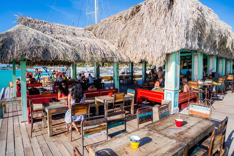 Aruba - This is the Bugaloe Palm Beach Pier right in between the RIU