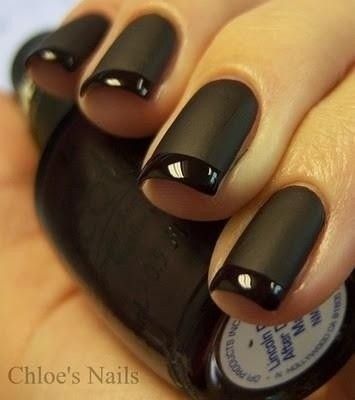 Black On We Tried This At Work With Gel Polish By Opi Worked French Matte Black Nails For The Adventurous Matteblack Nailpolish Nailart Beauty