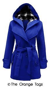 NOROZE Womens Check Hood Plus Size Duffle Coat