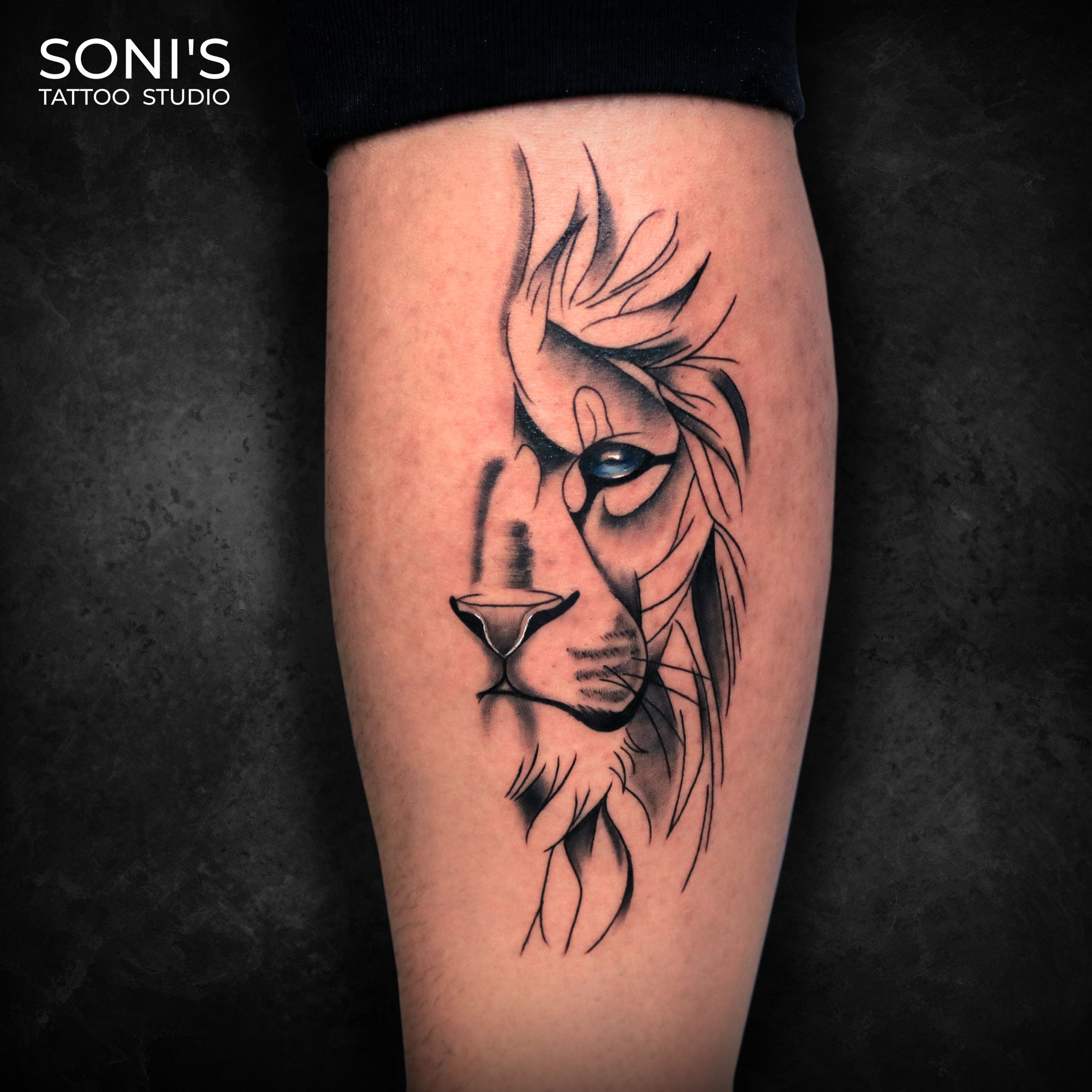 Lion tattoo is to convey the bravery and courage of the bearer. Soni’s