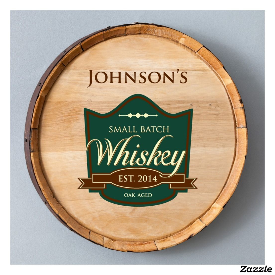 Custom Whiskey Barrel Sign Small Batch Oak Aged Wood Whiskey Barrel Sign Barrel
