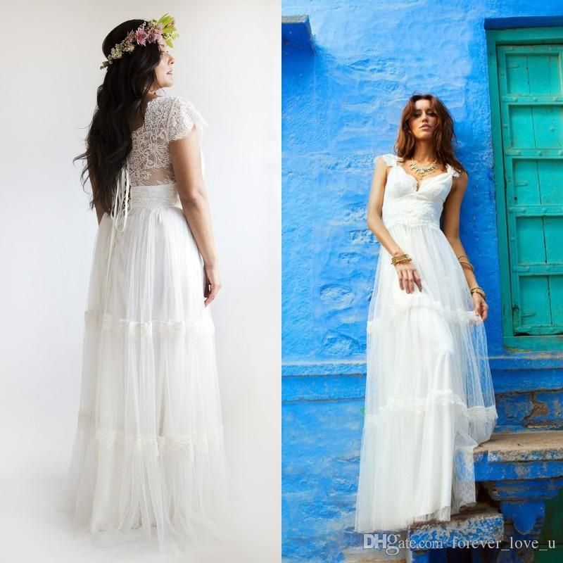 2017 spring full lace sheath bohemian wedding dresses sexy backless plus size bohemian wedding dresses