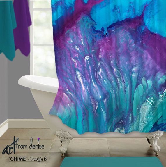 Abstract Teal Aqua Pink Purple Plum Shower Curtain Colorful Abstract Teal Aqua Pink Purple Plum