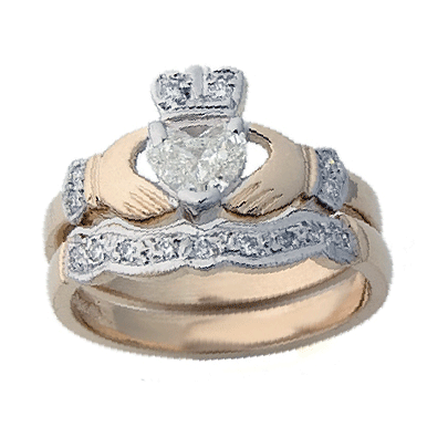 Claddagh Engagement Rings Layaway 14k Yellow Gold Diamond Yellow Gold Diamond Claddagh Engagement And Wedding Ring Set