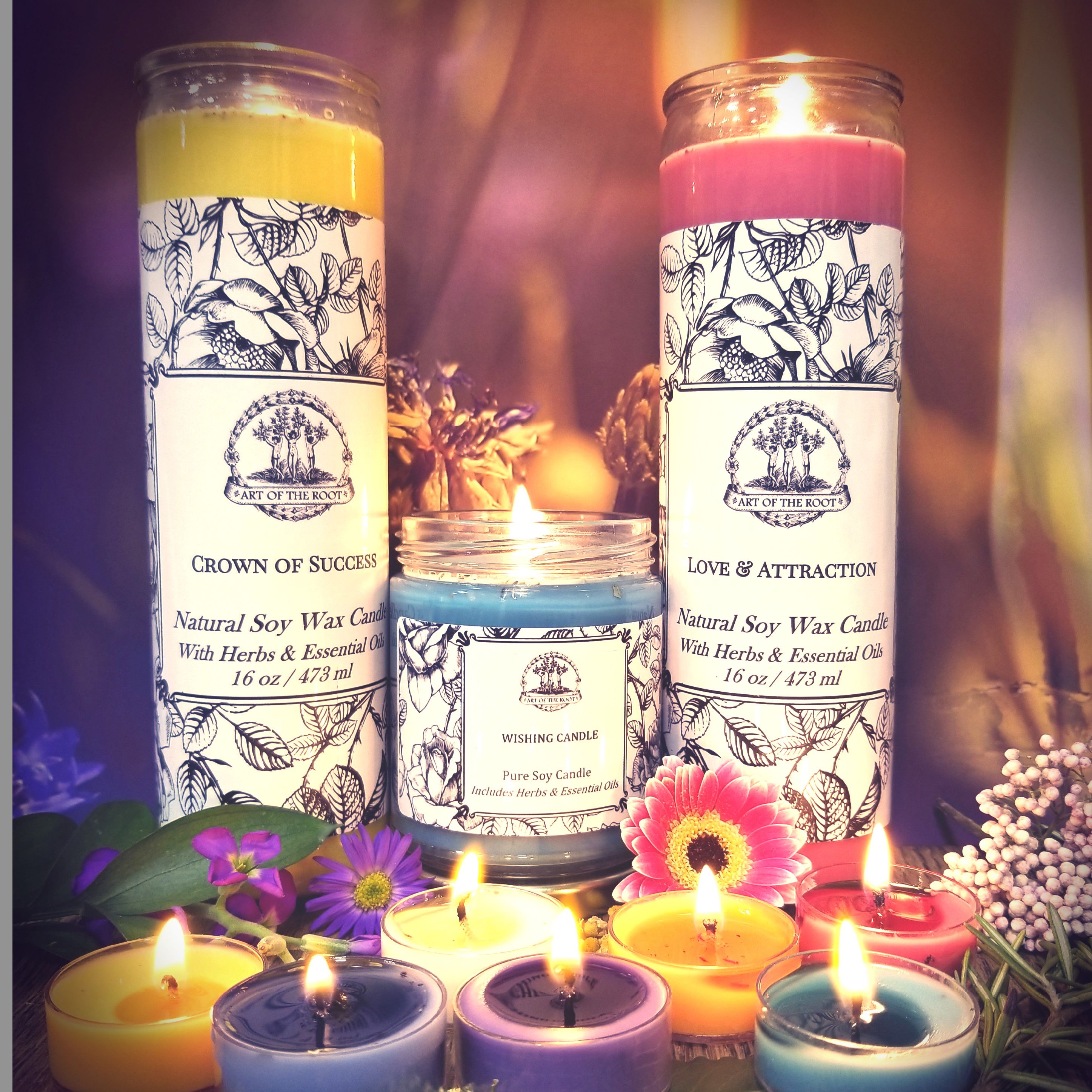 From 7 day candles to tea lights sets, our candles are made from