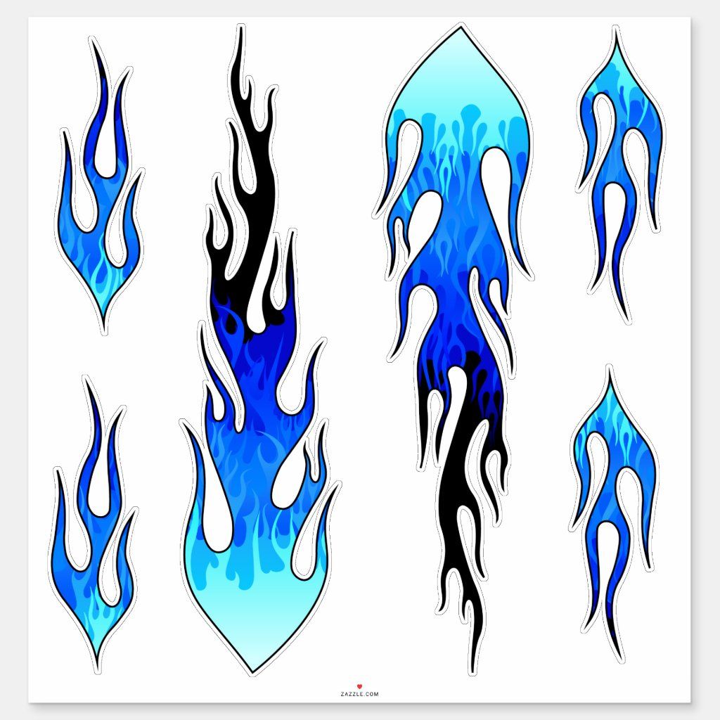 Blue Hot Rod Flames Sticker Zazzle Blue Flame Tattoo Flame Tattoos blue-flame-ozai