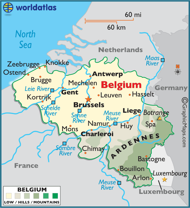 belgium large color map