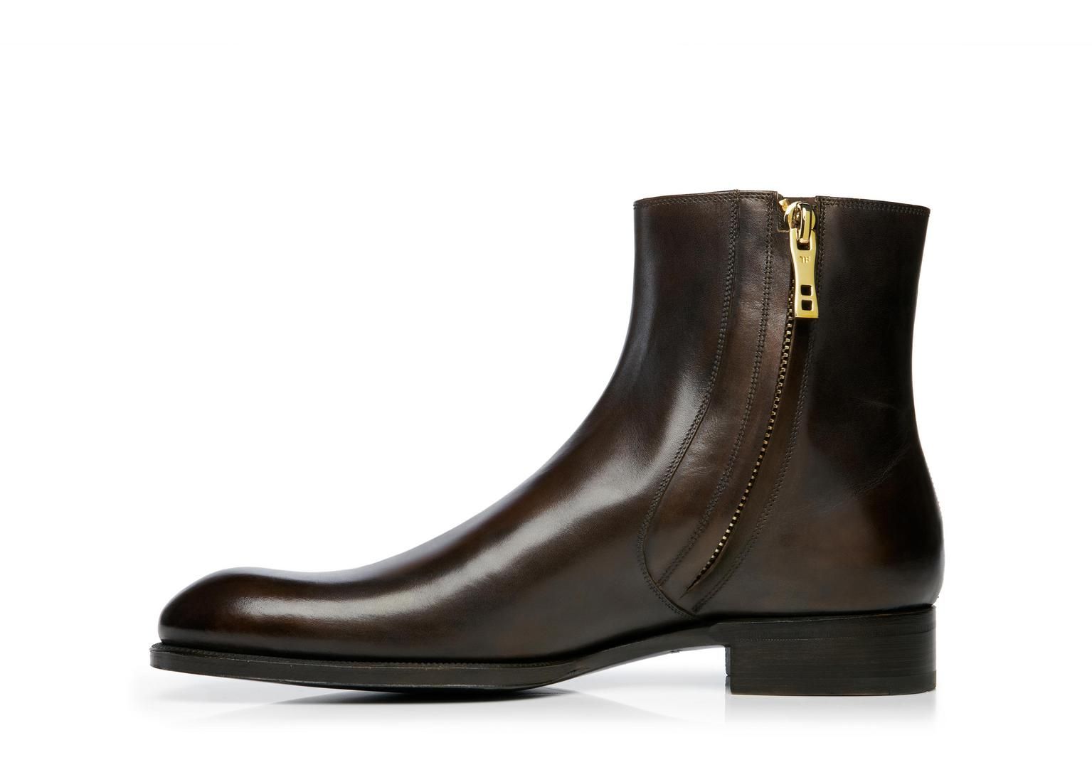 Edward Burnished Leather Zip Chelsea Boot Ayakkabilar Erkek Giyim