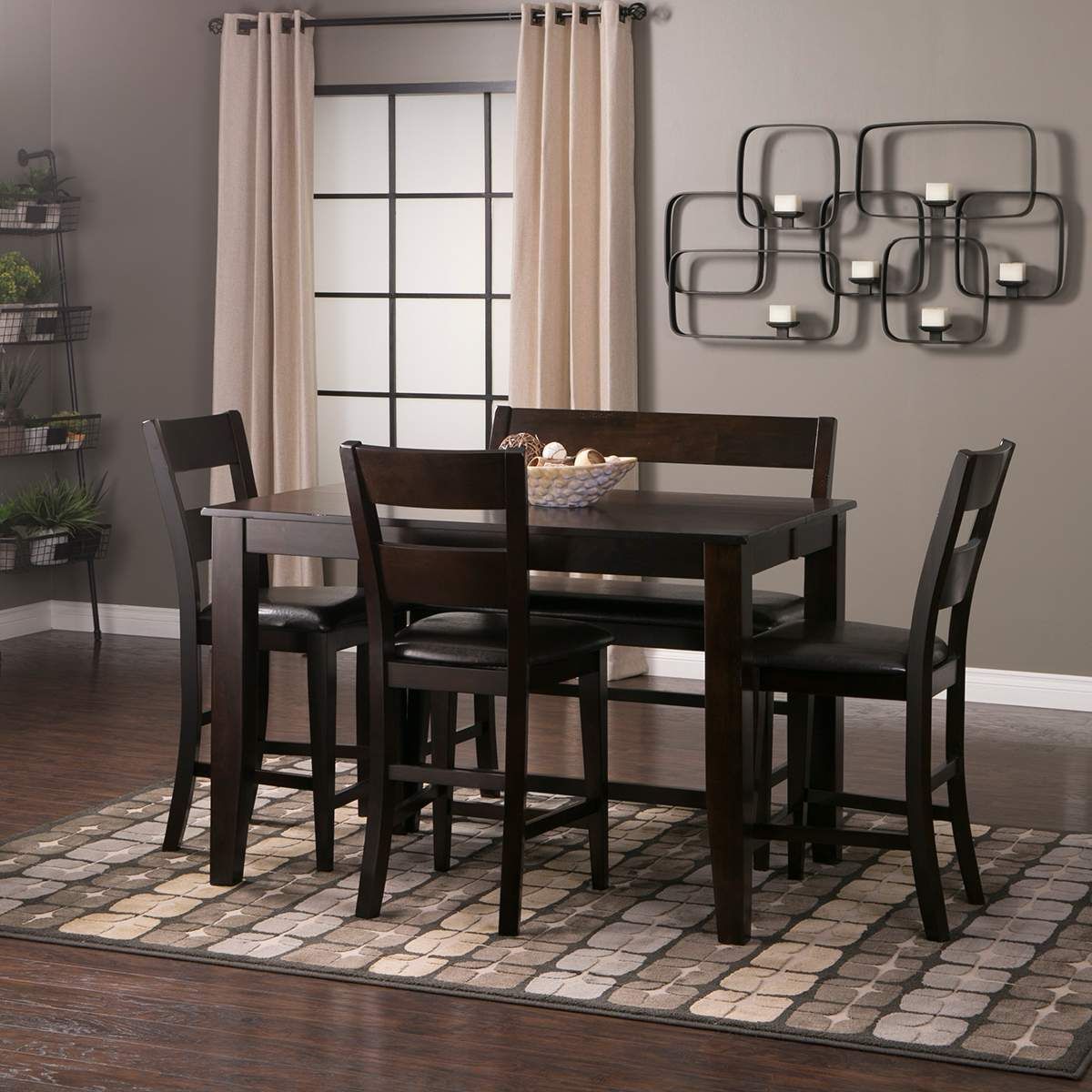 Mango Espresso 5pc Counter Height Table Set: Table, 4 Pub ...