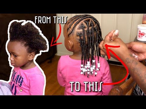 Knotless Box Braids + Feed In Braids on My Toddler | Kid Friendly Braids and Beads - YouTube Kids Braids With Beads, Kids Box Braids, Toddler Braids, Girls Braids, Little Girl Box Braids, Little Girl Braid Styles, Kid Braid Styles, Hair Styles, Toddler Braided Hairstyles
