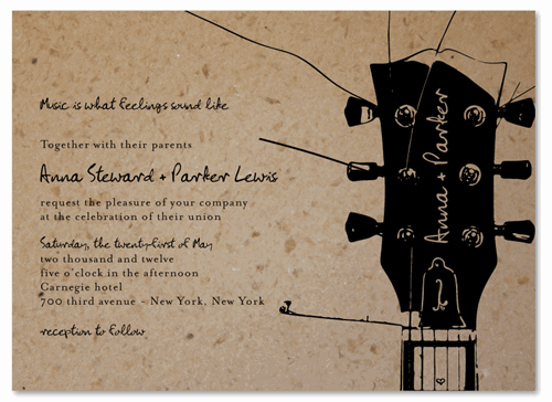 Music Theme Wedding Invitations On Plantable Paper Acoustic Melody
