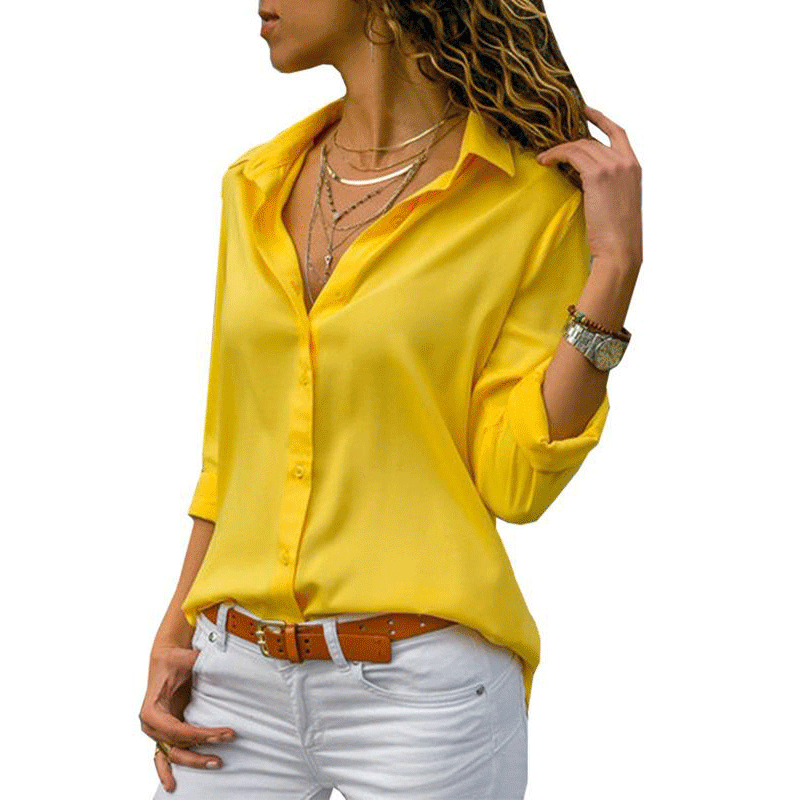 Pin by GeraldTherfull on Women Fashion | Yellow blouse outfit, Women shirts blouse, Long sleeve