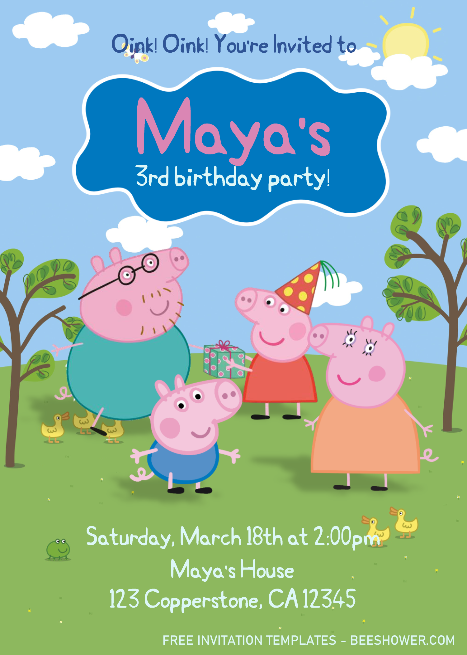 Peppa Pig Baby Shower Invitation Templates Editable .Docx Peppa pig invitations, Pig