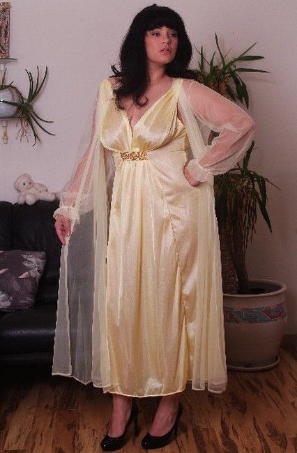 long satin gown and robe