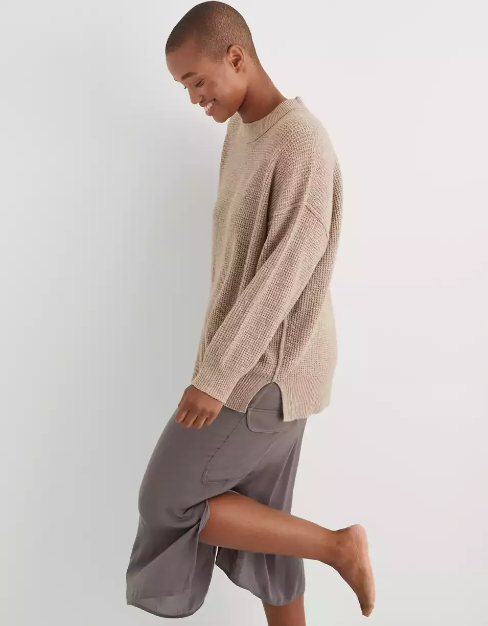 Aerie Waffle Oversized Crew Sweater Aerie Waffle Oversized Crew Sweater