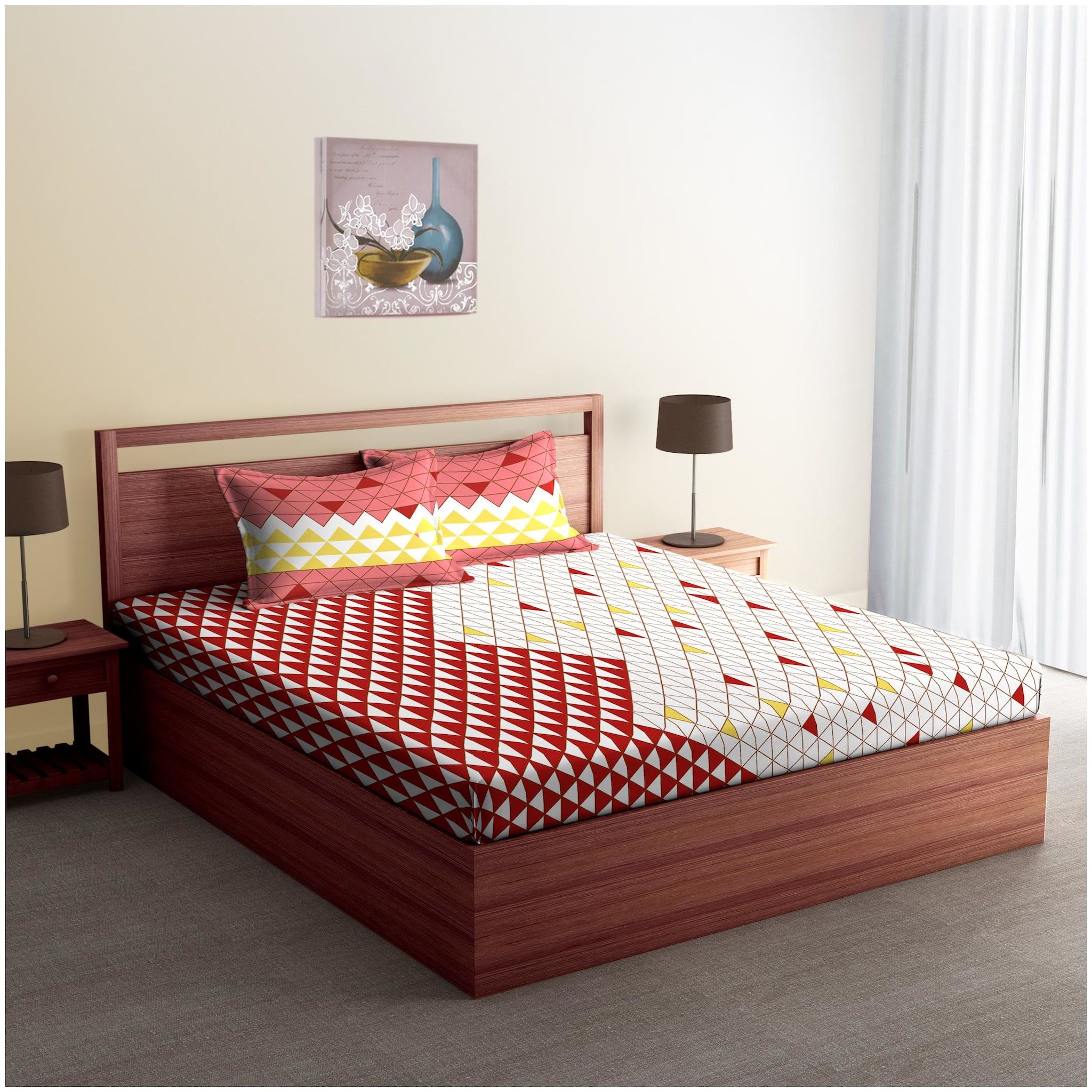 Paytmmall.com - Buy Spaces Jubilance 1 Double Bed Sheet With 2 Pillow Cover online at best prices in India on Paytmmall.com Double Bed Sheets, Double Beds, Sit Back, Pillow Covers, Pillows, Price, Coupons, Floral, Red
