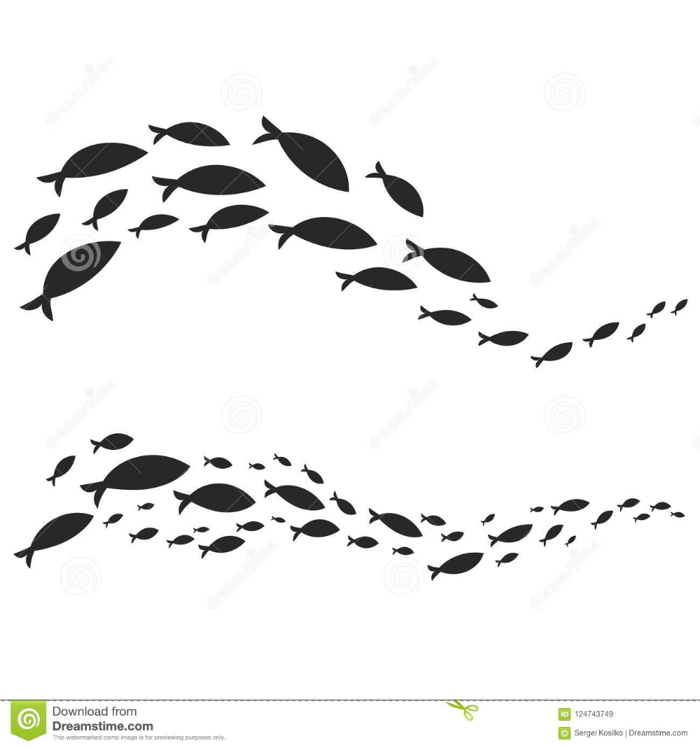 Download Simple Design Of Fish Swimming In Figures Stock Vector ...