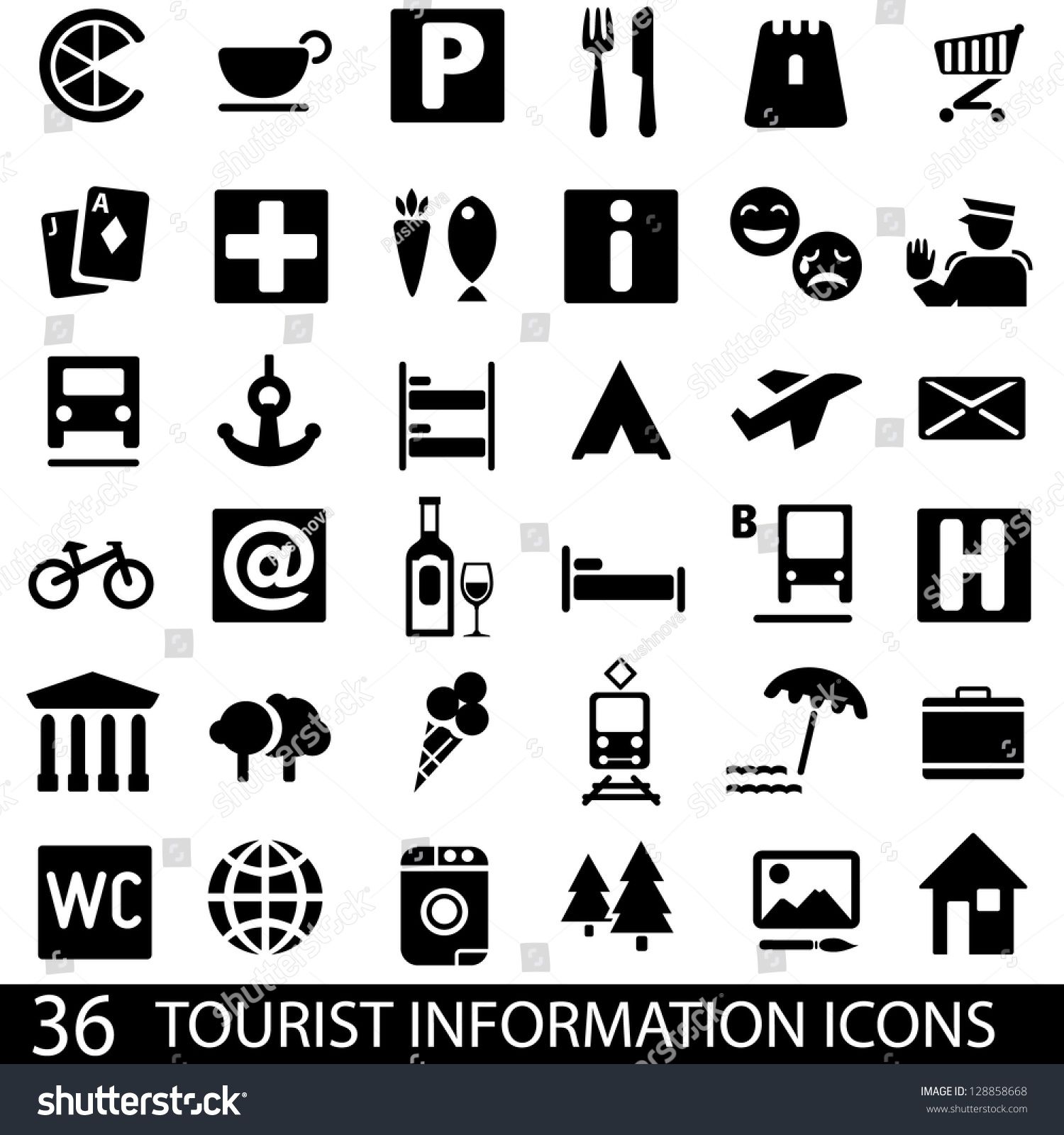 Set Of 36 Icons For Tourist Map Tourist Information Icons Guide set-of-36-icons-for-tourist-map-tourist-information-icons-guide