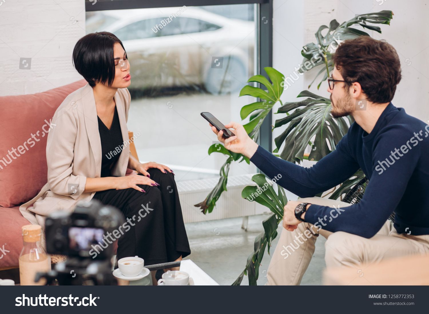 Journalist Interview Stock Photo